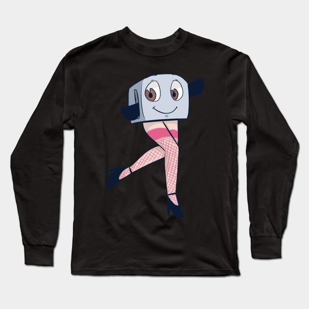 Toaster Pin-Up Sticker Long Sleeve T-Shirt by ChandlerDoodles